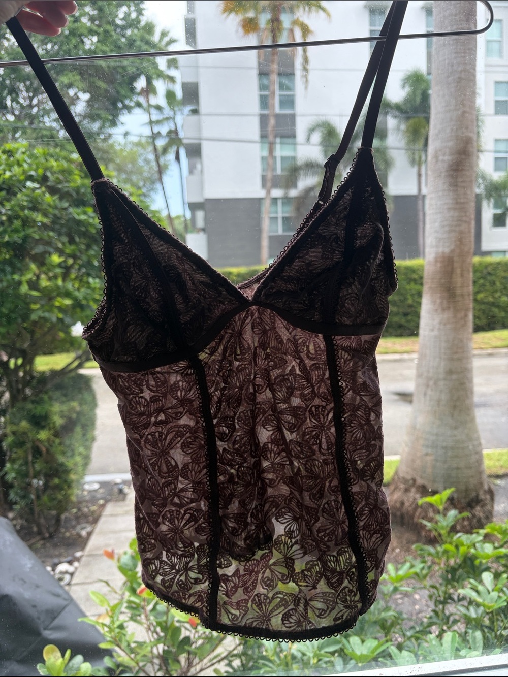 Out from under for urban outfitters aerie Lace-Overlay top/ Chemise in brown